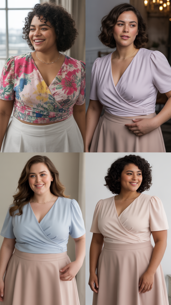 Wrap Tops with High-Waisted Skirts