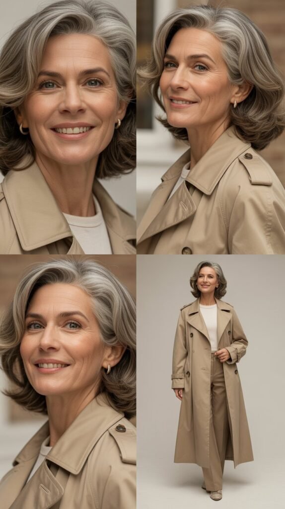 Classic Trench Coat Over Coordinating Outfit