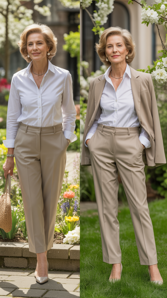 Classic White Shirt and Tailored Trousers