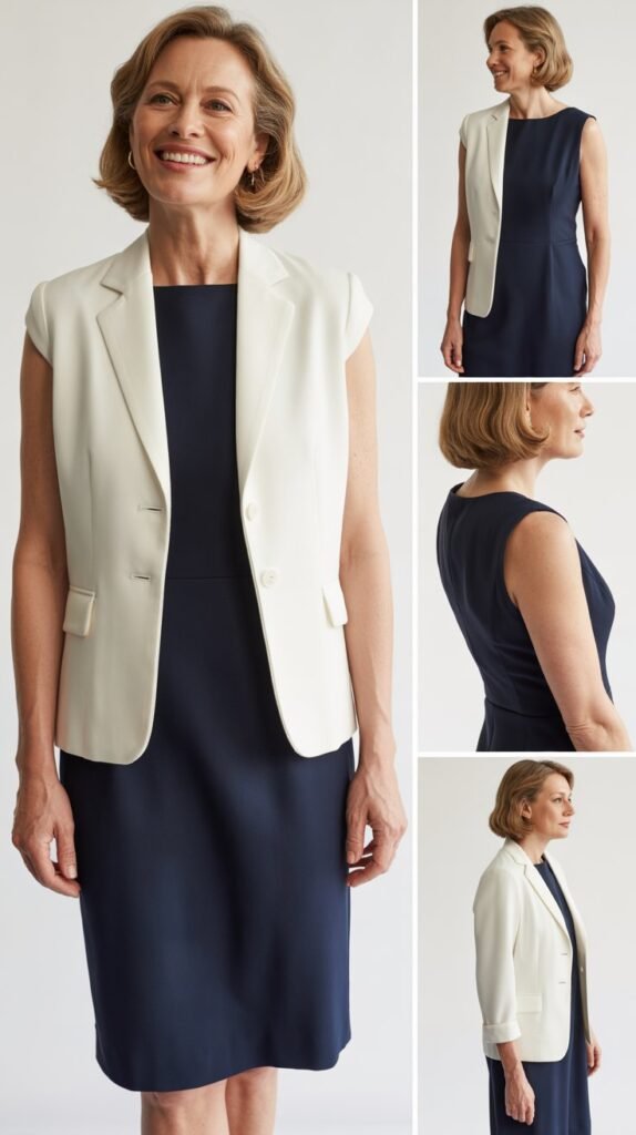 Sleeveless Sheath Dress with Structured Blazer