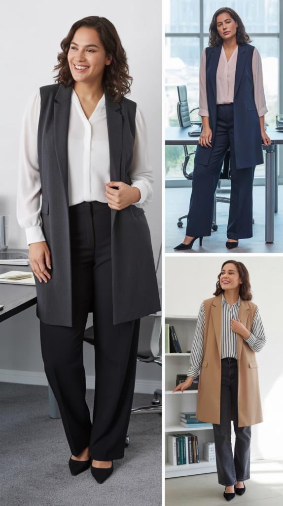  Longline Vest Over Blouse and Pants