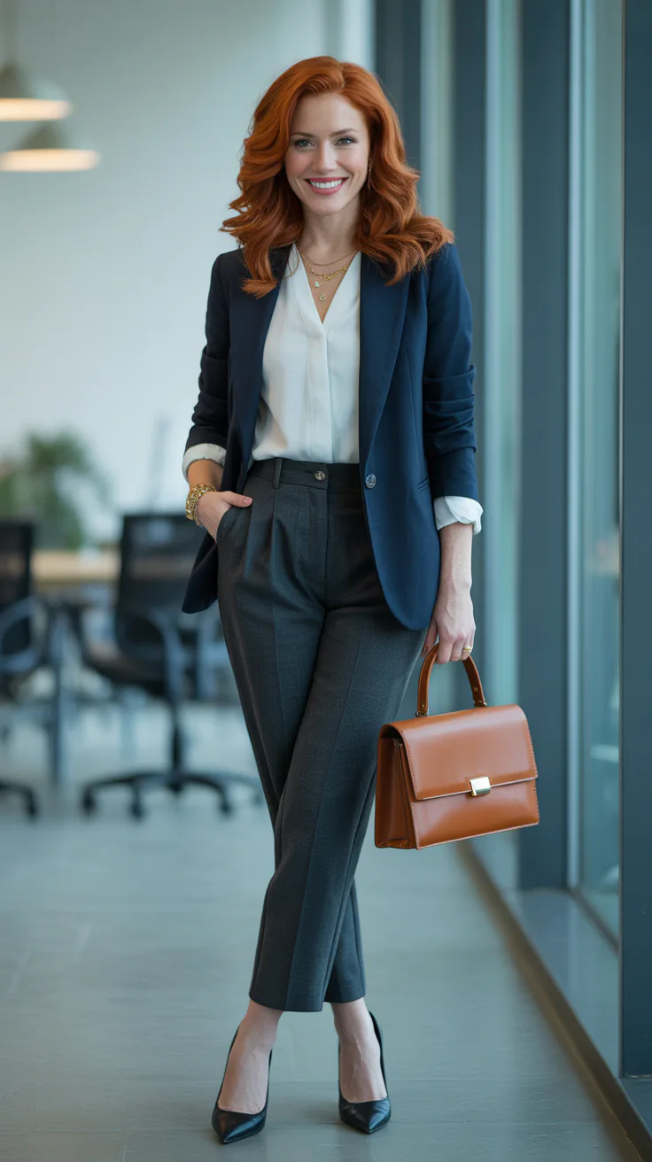 Chic Work Outfit Ideas for Red Hair