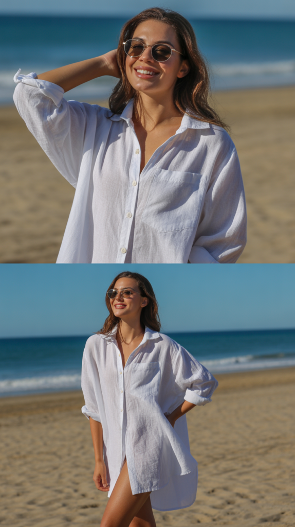 Oversized Linen Button-Down as Dress