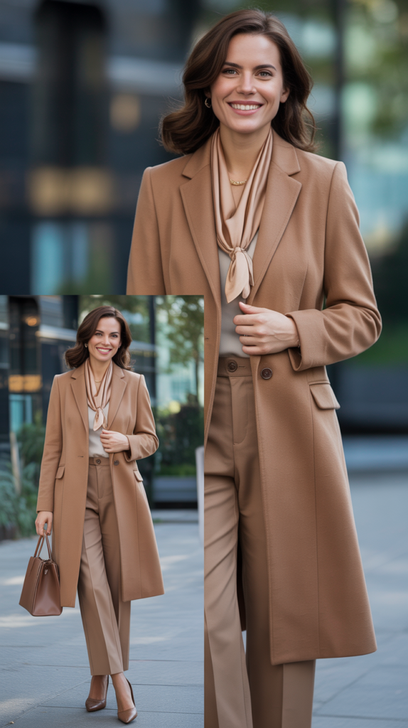 Camel Coat Worn as Outerwear