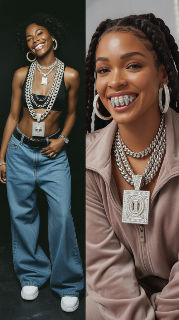 Chunky Platinum Chains and Grills