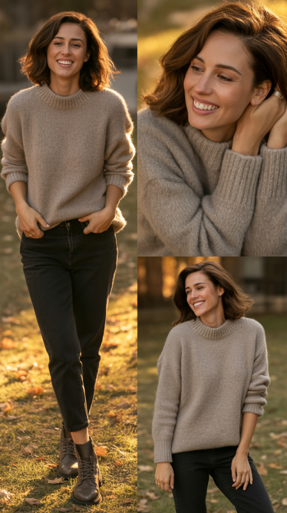 Gray Sweater and Black Jeans