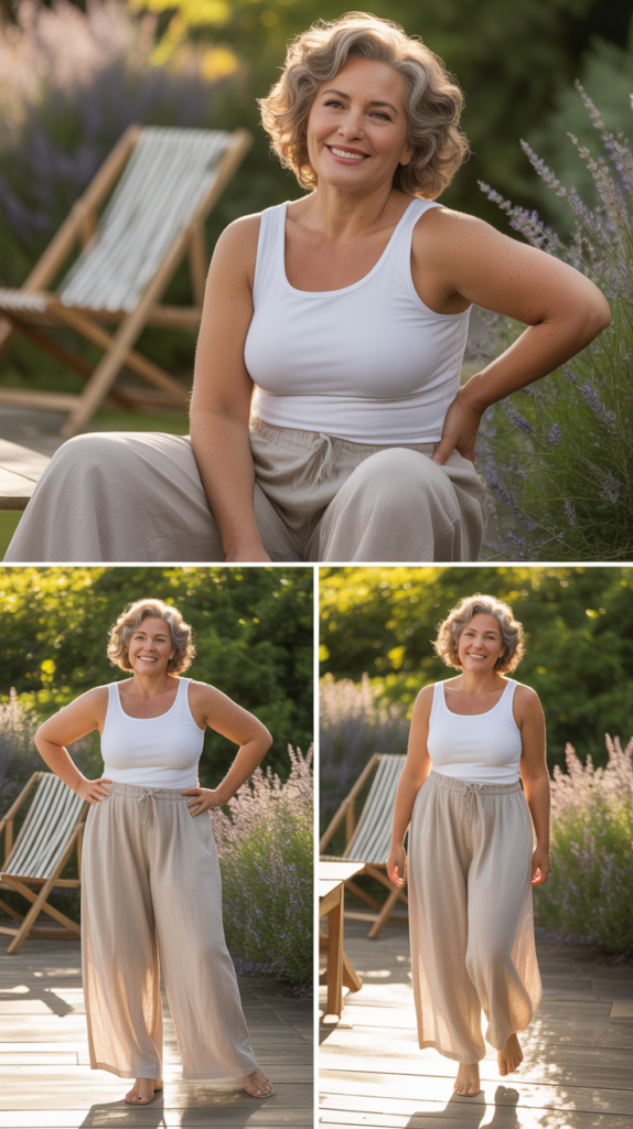 Relaxed Linen Pants with Structured Tank