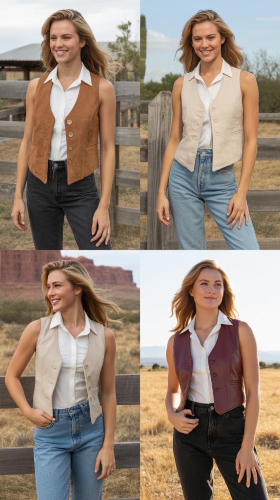 Sleeveless Vest with High-Waisted Jeans