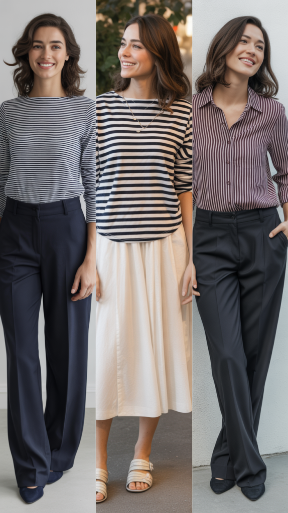 The Stripe Pattern Top with Solid Bottoms