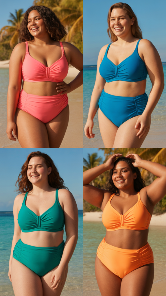 High-Waisted Bikini with Ruched Details