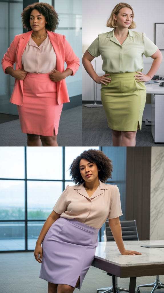 Pencil Skirts with Tonal Blouses