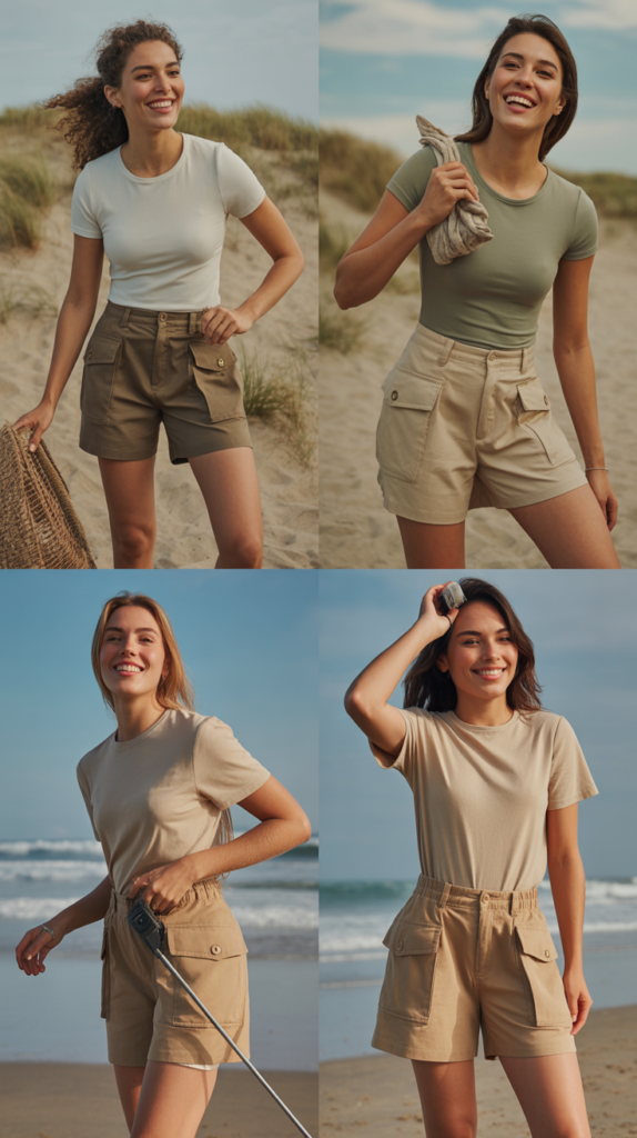 Utility Shorts and Simple Tee