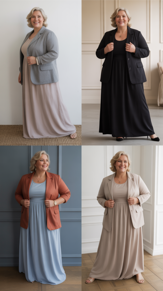 Maxi Dress with Structured Jacket