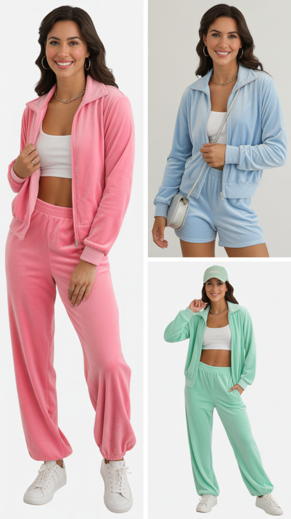 Velour Tracksuit in Bold Colors