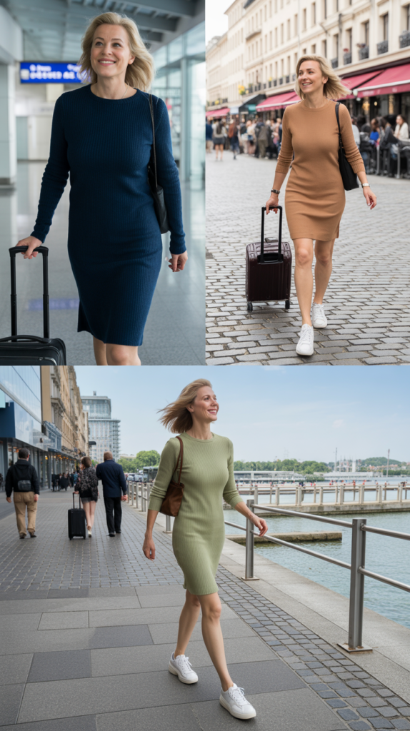 Knit Dress with Sneakers