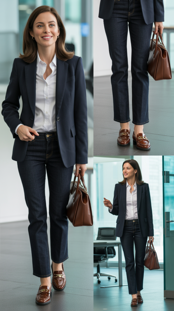 The Classic Blazer and Dark Jeans Combination