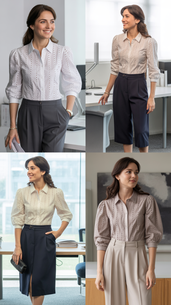  Eyelet Top With Neutral Bottoms