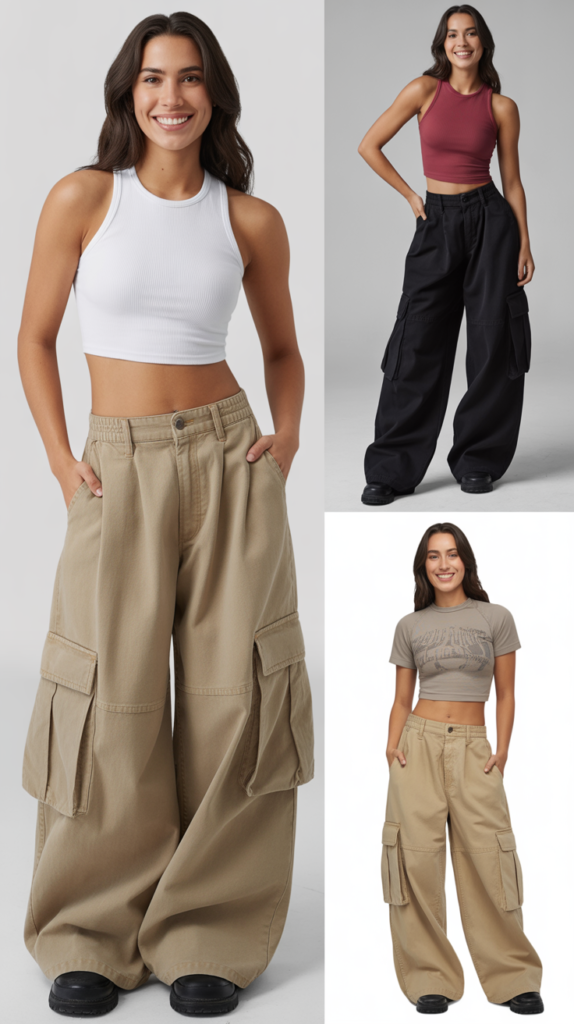 Cargo Pants with Crop Top
