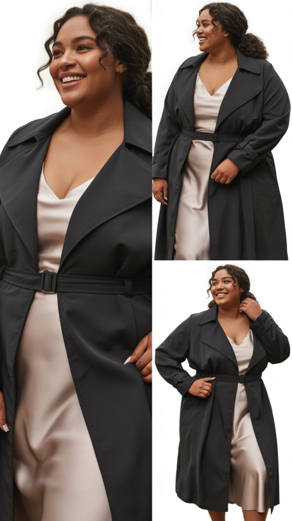 Belted Trench Coat over Slip Dress