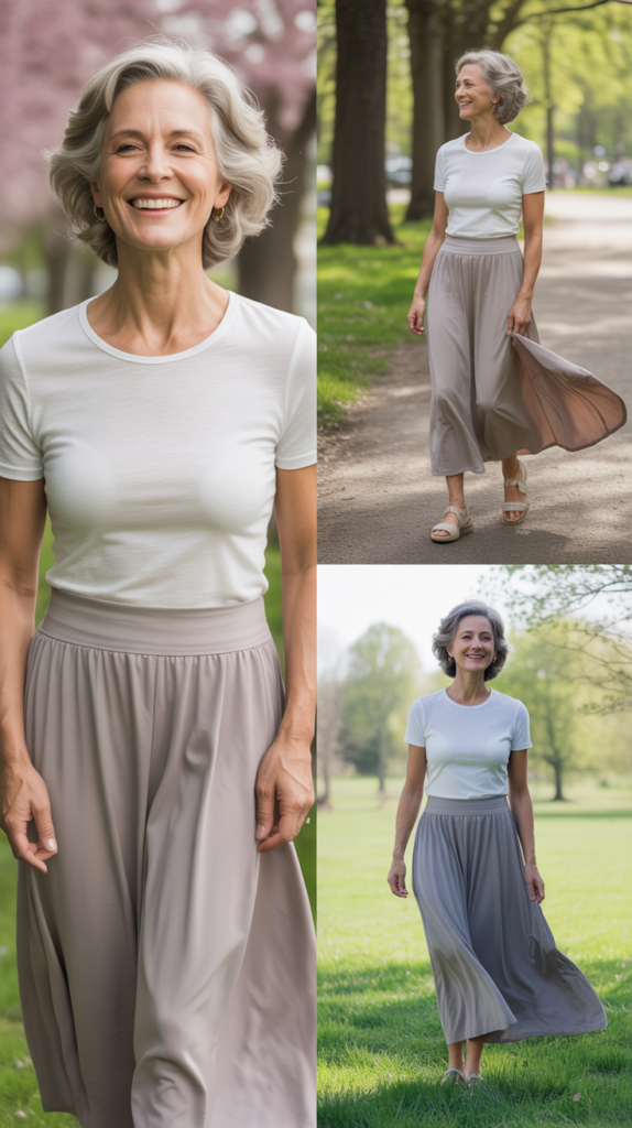 Maxi Skirt with Simple Tee