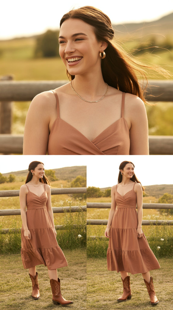 Tiered Ruffle Dress in Earth Tones