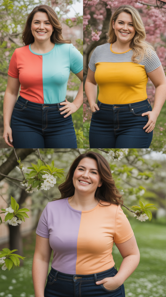 Color-Block Top with Dark Jeans