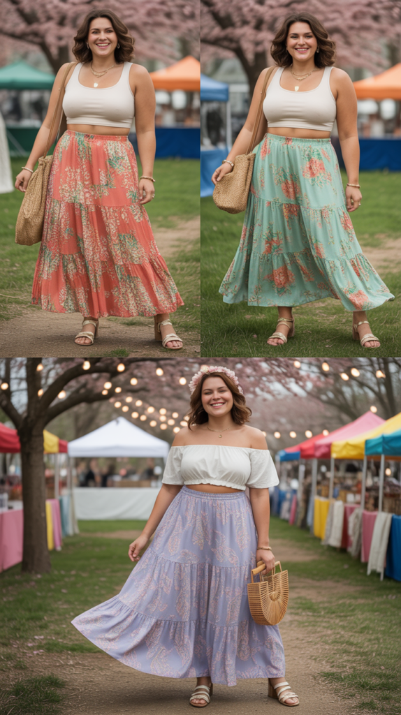 Tiered Maxi Skirt with Crop Top