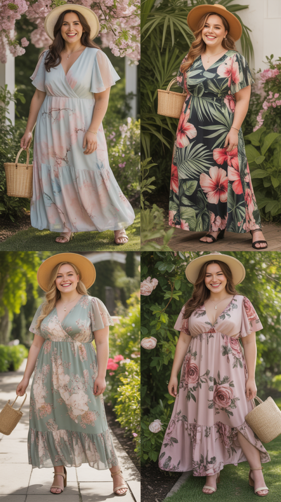 Floral Maxi Dress With Flutter Sleeves