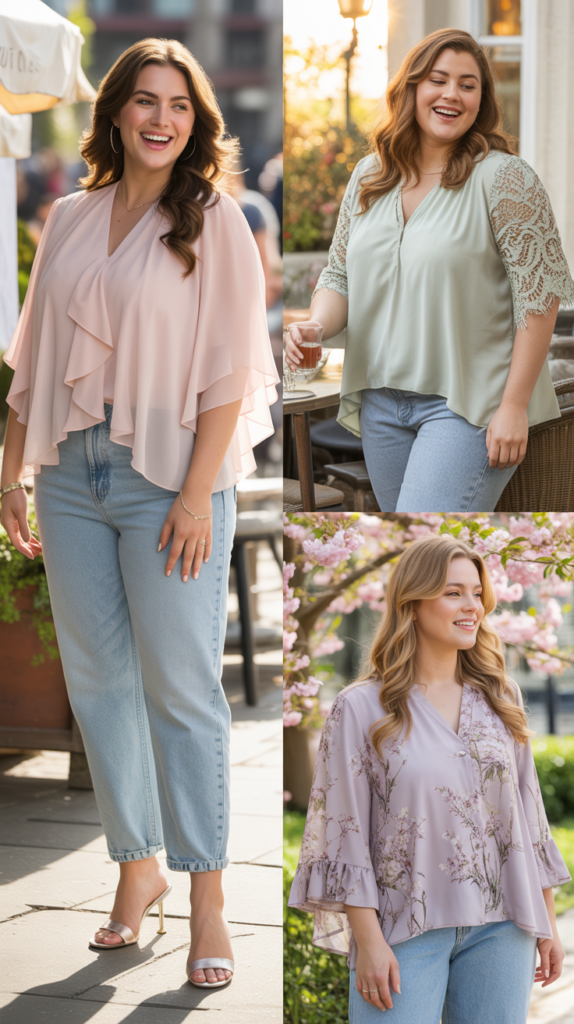  Boyfriend Jeans with Feminine Blouse