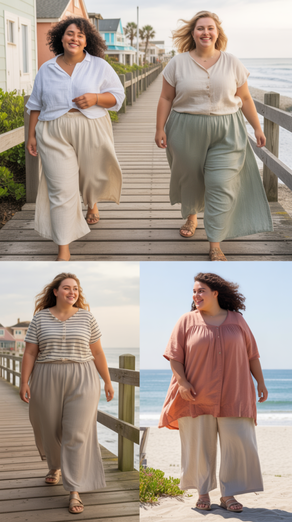 Wide-Leg Beach Pants in Linen