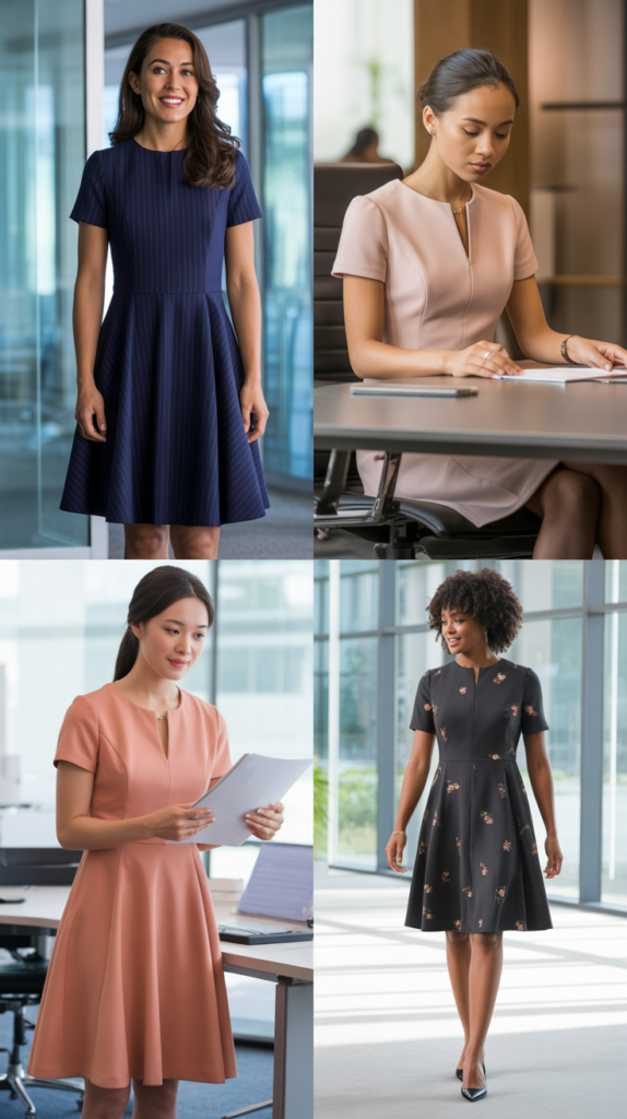 A-Line Dress With Short Sleeves