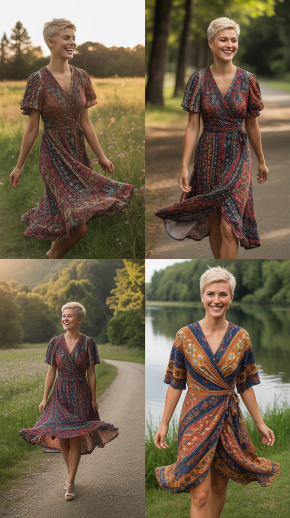 Wrap Dress in Bold Print