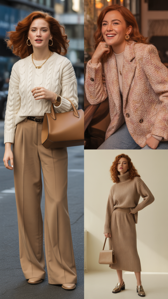  Textured Neutrals with Statement Accessories