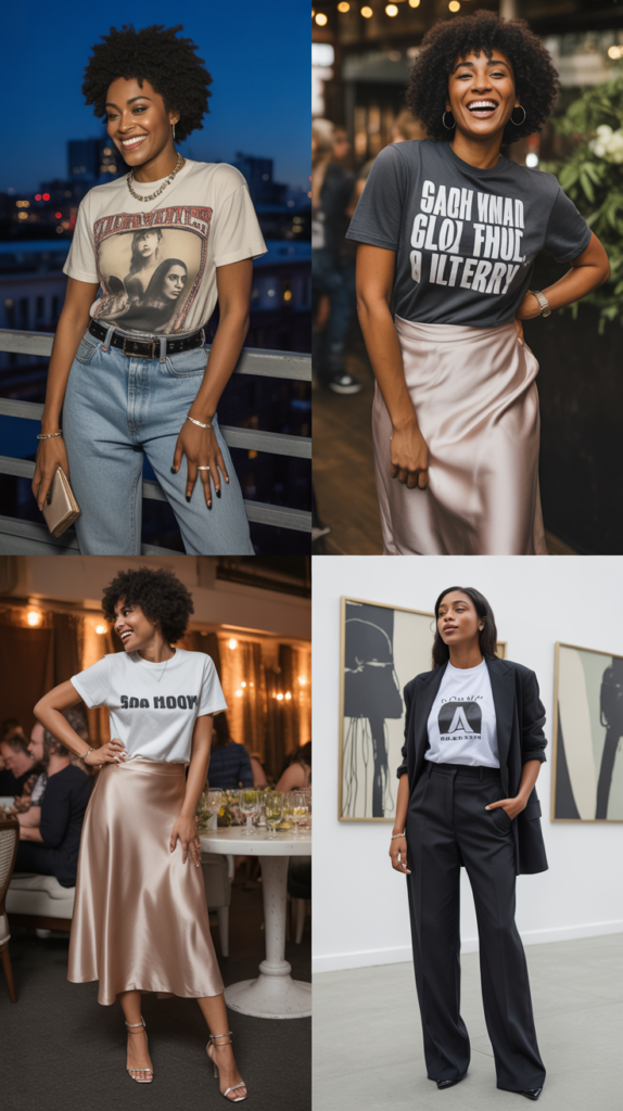 Graphic Tees with Designer Bottoms