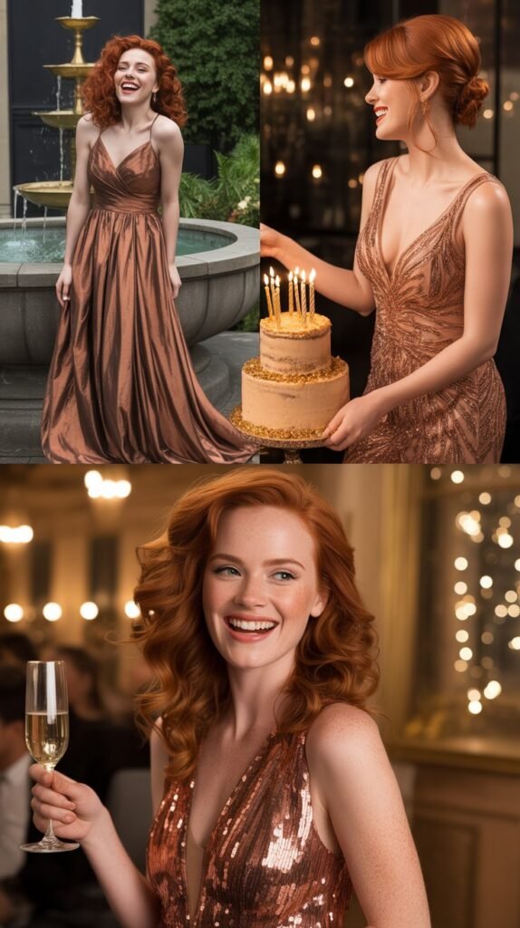 Bronze Metallic Evening Wear