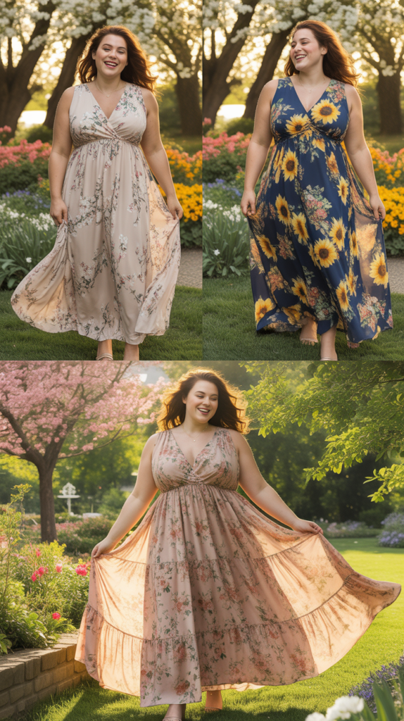 Flowy Maxi Dresses with Floral Prints
