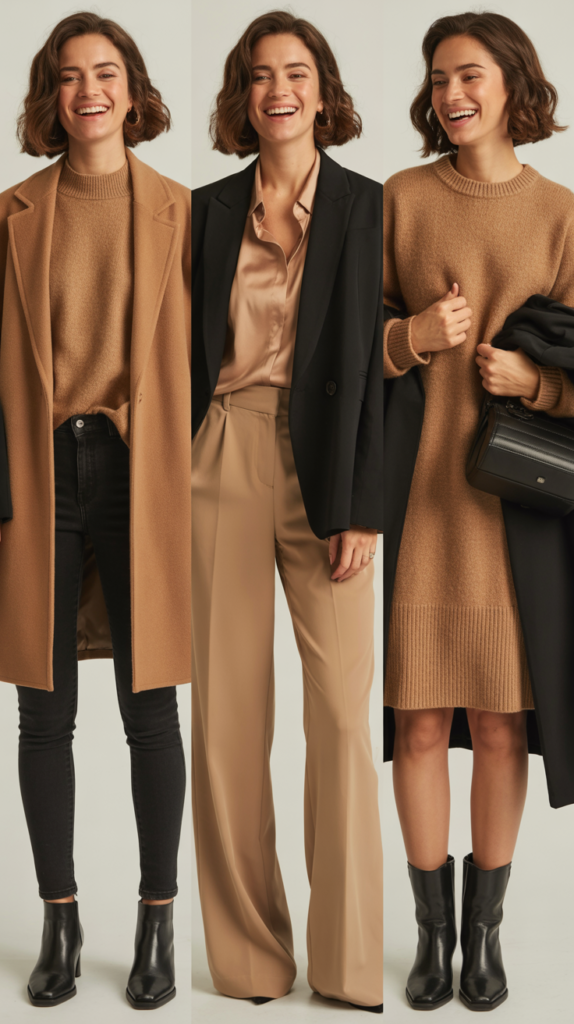 Camel and Black Contrast