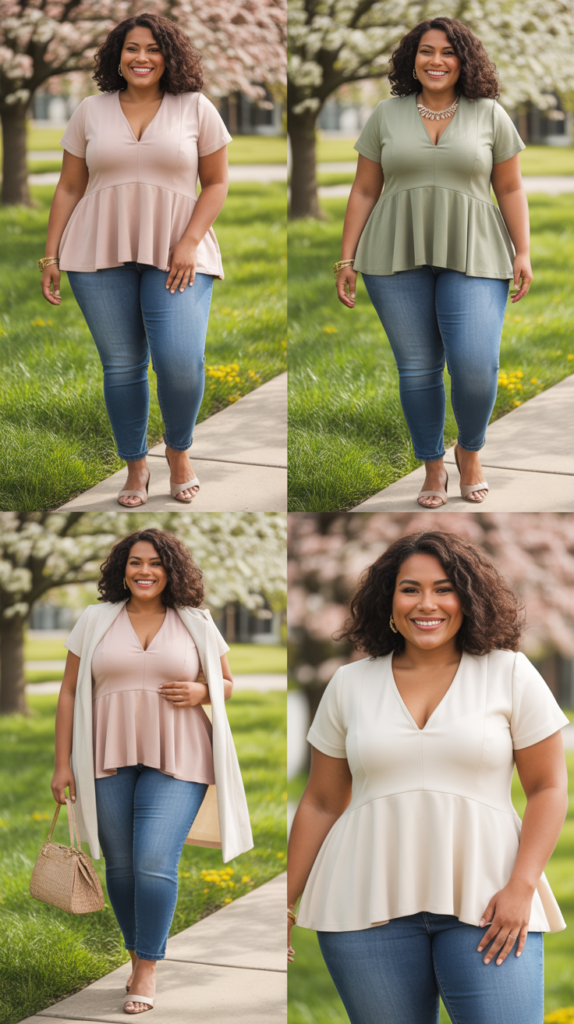 Boyfriend Jeans with Peplum Top