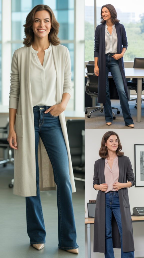 Bootcut Jeans with Longline Cardigan