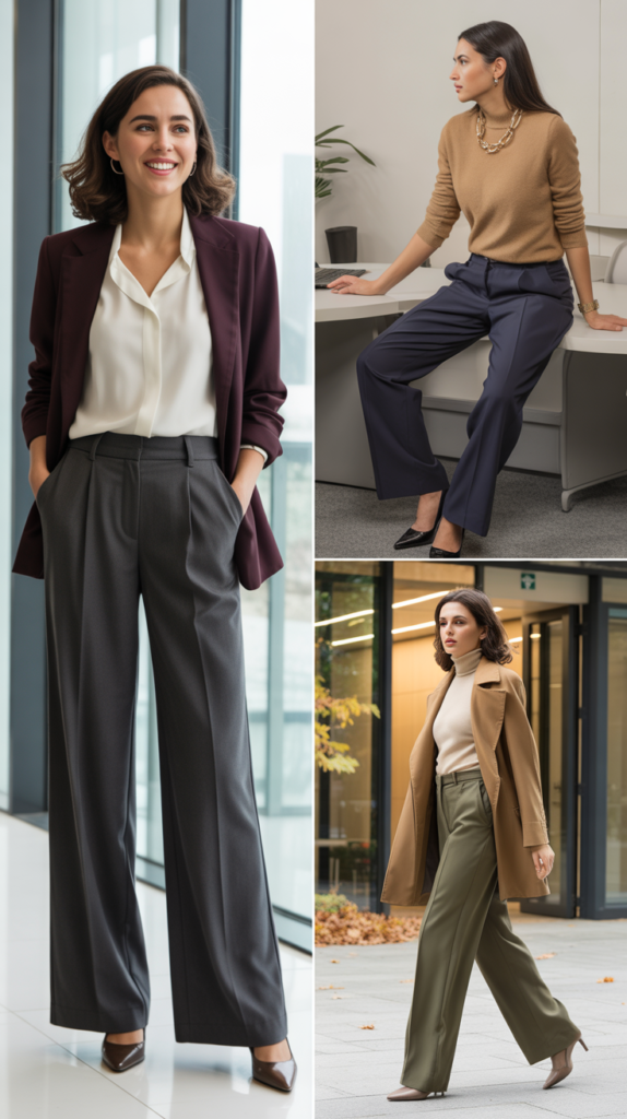 The Wide-Leg Trousers with Blouse Combination