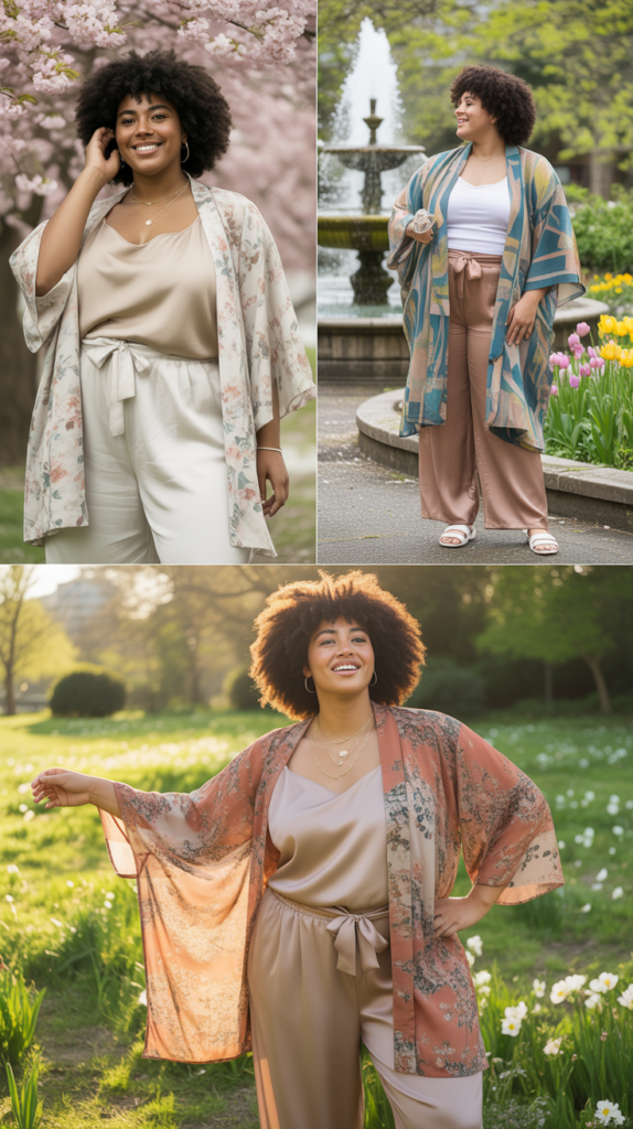 Kimono with Wide-Leg Pants and Cami