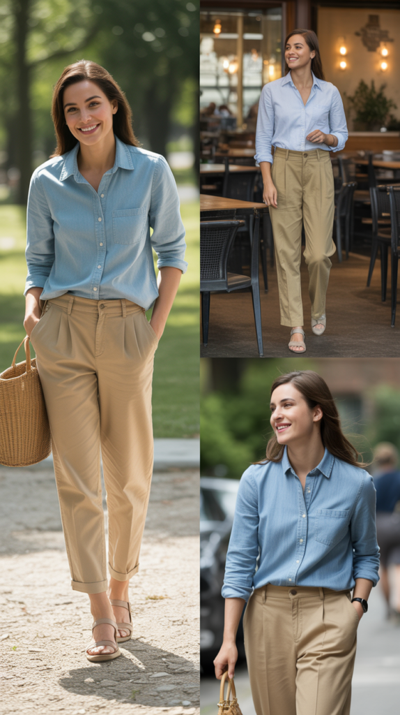 Chambray Shirt and Khaki Pants