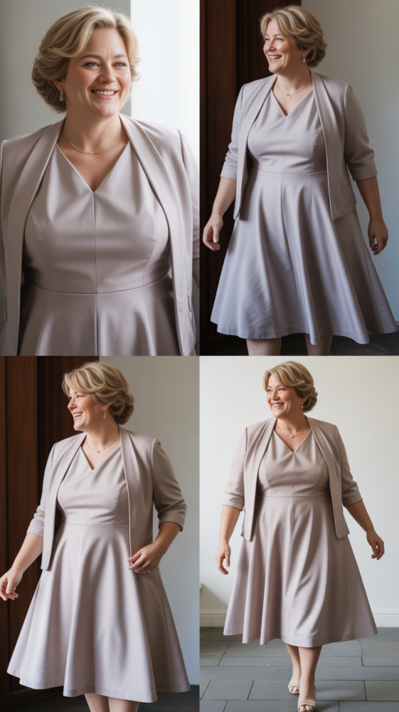 Fit-and-Flare Dress with Coordinating Shrug