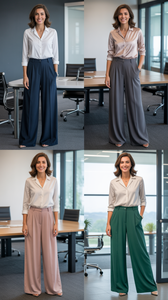 Palazzo Pants With Tucked Blouse