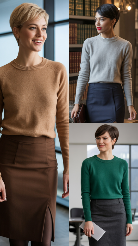 Cashmere Sweater with Pencil Skirt