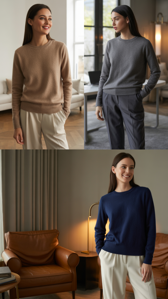 Cashmere Sweater and Tailored Trousers