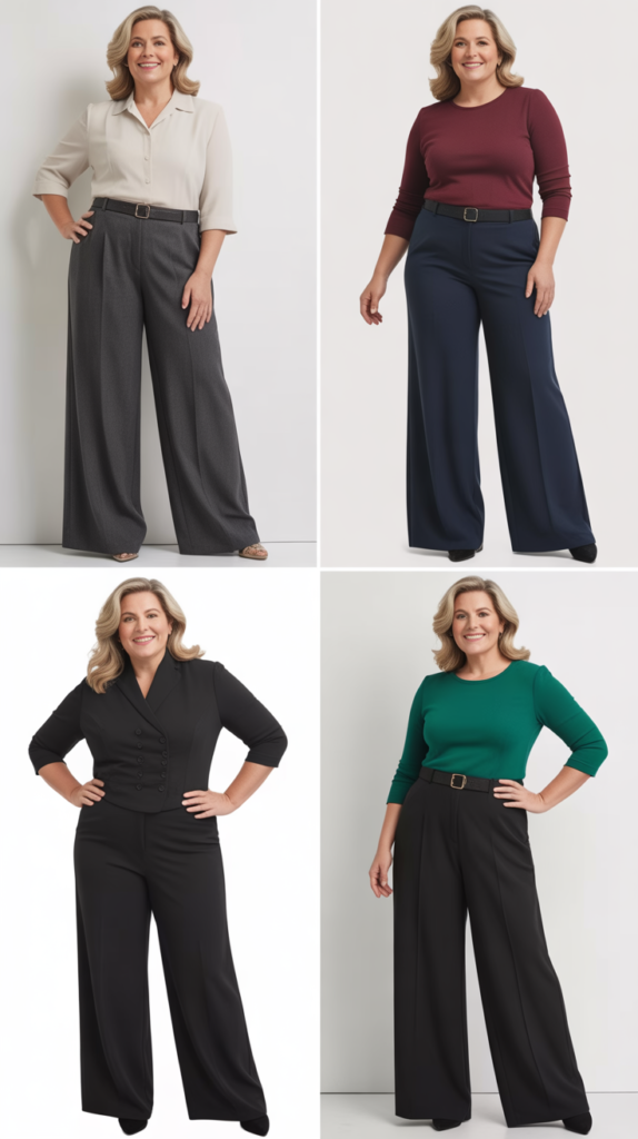 Wide-Leg Trousers with Fitted Top