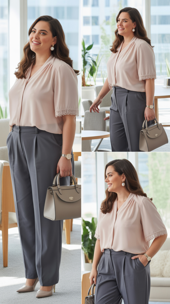 Feminine Blouses with Structured Bottoms