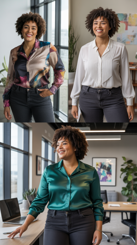 The Statement Blouse with Dark Denim