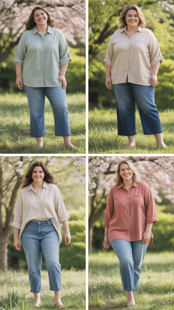 Linen Shirt and Ankle-Length Jeans